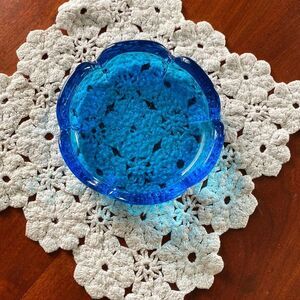 Vintage Colbalt Blue Glass Collectible Ashtray